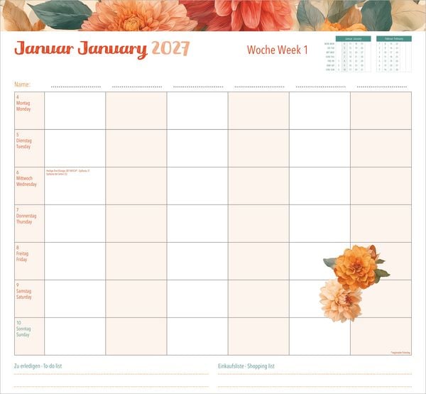 Produktbild: Familienwochenkalender Flowers 2027