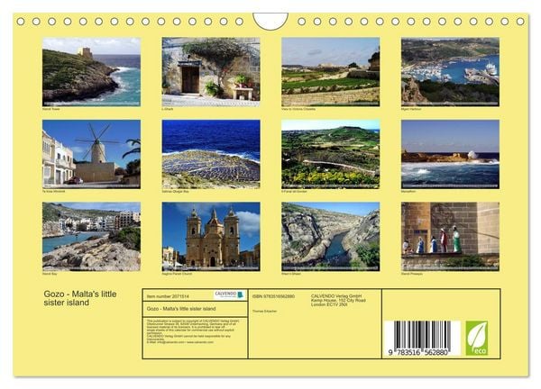Produktbild: Gozo - Malta's little sister island (Wall Calendar 2026 DIN A4 landscape), CALVENDO 12 Month Wall Calendar
