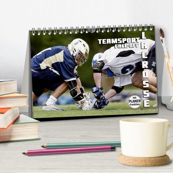 Produktbild: Teamsport Lacrosse - Face-off (Tischkalender 2026 DIN A5 quer), CALVENDO Monatskalender