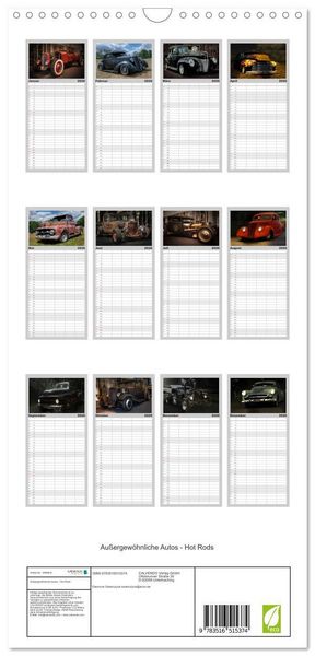 Produktbild: Familienplaner 2026 - Au&szlig;ergew&ouml;hnliche Autos - Hot Rods mit 5 Spalten (Wandkalender, 21 x 45 cm) CALVENDO