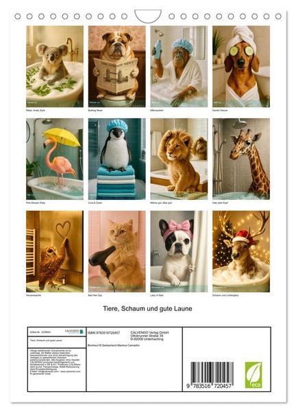 Produktbild: Tiere, Schaum und gute Laune (Wandkalender 2026 DIN A4 hoch), CALVENDO Monatskalender