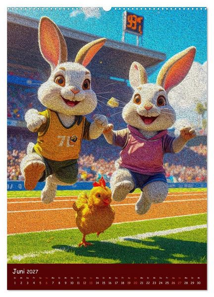 Produktbild: Osterhasen im Jahreskreis 12 Monate Hasenquatsch (hochwertiger Premium Wandkalender 2027 DIN A2 hoch), Kunstdruck in Hochglanz