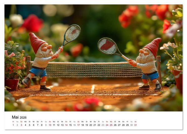 Produktbild: Sportliche Gartenzwerge (Tischkalender 2026 DIN A5 quer), CALVENDO Monatskalender