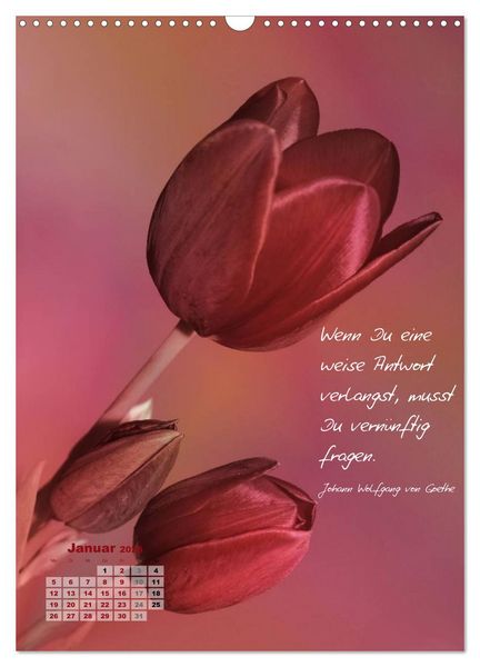 Produktbild: Blumen & Zitate (Wandkalender 2026 DIN A3 hoch), CALVENDO Monatskalender