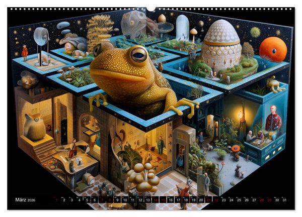 Produktbild: Toadtopia. Fantastische Kr&ouml;tenwelten (hochwertiger Premium Wandkalender 2026 DIN A2 quer), Kunstdruck in Hochglanz