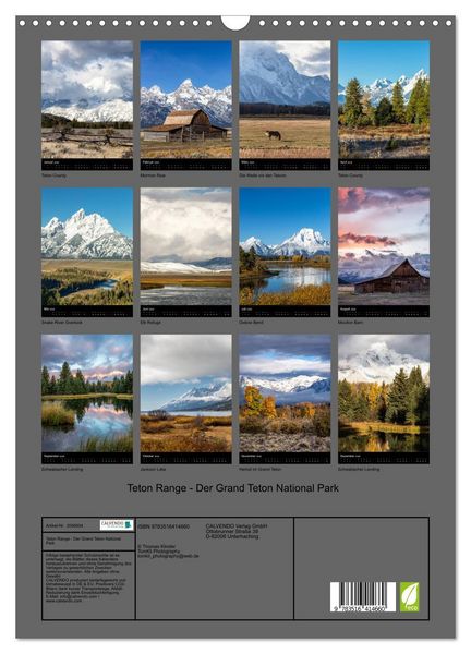 Produktbild: Teton Range - Der Grand Teton National Park (Wandkalender 2026 DIN A3 hoch), CALVENDO Monatskalender
