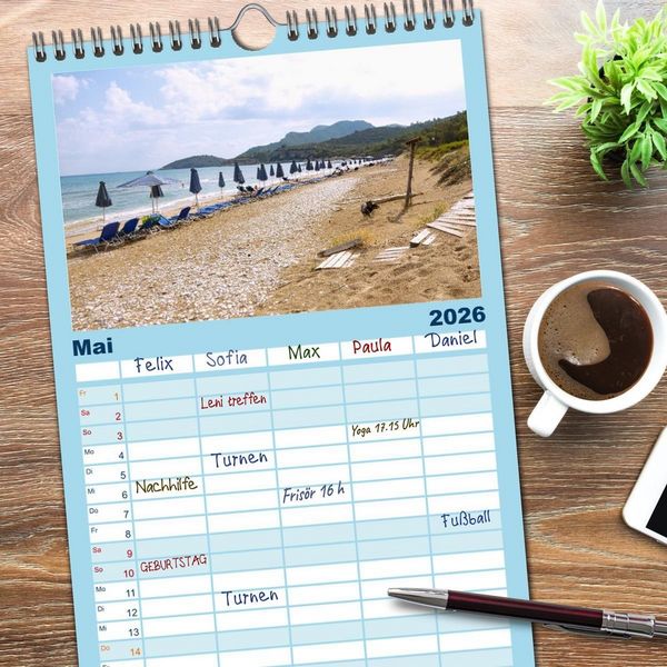 Produktbild: Familienplaner 2026 - Samos. Griechische Inselsch&ouml;nheit mit 5 Spalten (Wandkalender, 21 x 45 cm) CALVENDO