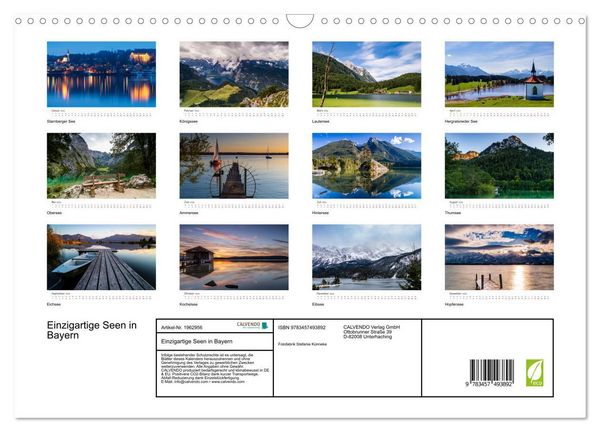 Produktbild: Einzigartige Seen in Bayern (Wandkalender 2026 DIN A3 quer), CALVENDO Monatskalender