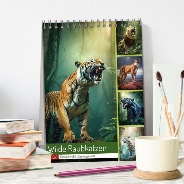 Produktbild: Wilde Raubkatzen (Tischkalender 2026 DIN A5 hoch), CALVENDO Monatskalender