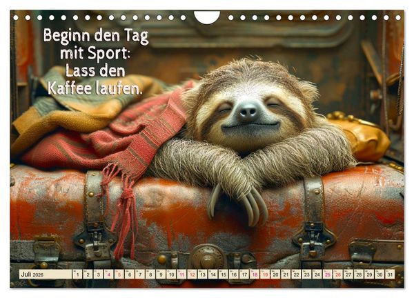 Produktbild: Faultier - Albtraum Sport (Wandkalender 2026 DIN A4 quer), CALVENDO Monatskalender