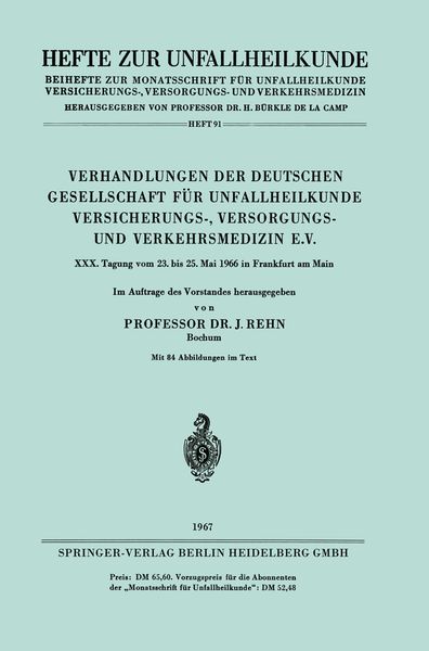 Produktbild: Verhandlungen der Deutschen Gesellschaft f&uuml;r Unfallheilkunde Versicherungs-, Versorgungs- und Verkehrsmedizin e.V.