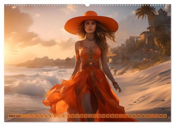 Produktbild: Strandzauber- Frauen in eleganten Kleidern (Wandkalender 2026 DIN A2 quer), CALVENDO Monatskalender