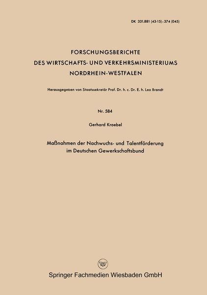Produktbild: Ma&szlig;nahmen der Nachwuchs- und Talentf&ouml;rderung im Deutschen Gewerkschaftsbund