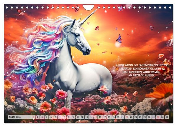 Produktbild: Einhorn und coole Spr&uuml;che (Wandkalender 2026 DIN A4 quer), CALVENDO Monatskalender
