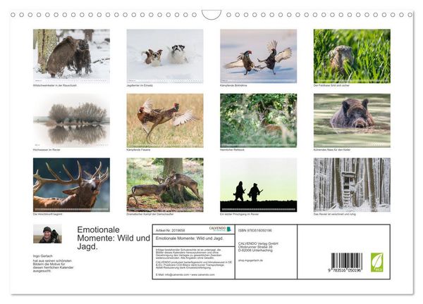 Produktbild: Emotionale Momente: Wild und Jagd. (Wandkalender 2026 DIN A3 quer), CALVENDO Monatskalender