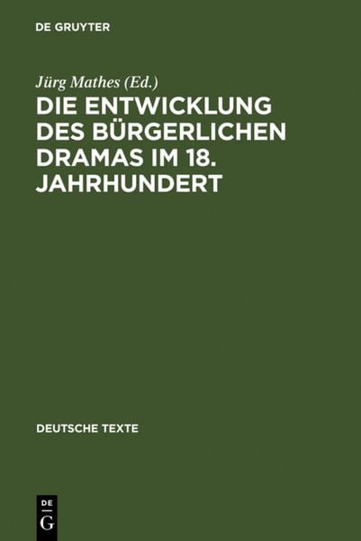 Produktbild: Die Entwicklung des b&uuml;rgerlichen Dramas im 18. Jahrhundert