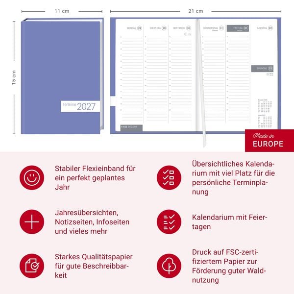 Produktbild: times&more Flieder Kalenderbuch 2027