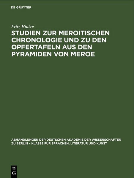 Produktbild: Studien zur Meroitischen Chronologie und zu den Opfertafeln aus den Pyramiden von Meroe
