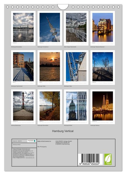 Produktbild: Hamburg Vertical (Wandkalender 2026 DIN A4 hoch), CALVENDO Monatskalender