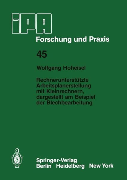 Produktbild: Rechnerunterst&uuml;tzte Arbeitsplanerstellung mit Kleinrechnern, dargestellt am Beispiel der Blechbearbeitung