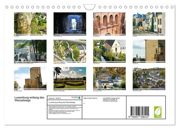 Produktbild: Luxemburg entlang des Wenzelwegs (Wandkalender 2026 DIN A4 quer), CALVENDO Monatskalender