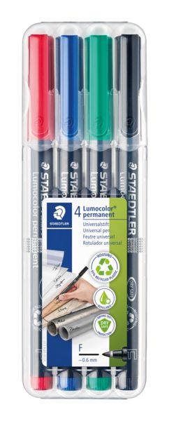 Produktbild: STAEDTLER Universalstift Lumocolor&reg; permanent F, 4er Set farbig