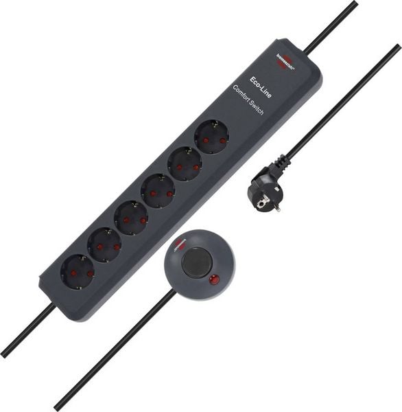 Produktbild: Brennenstuhl 1159450616 Steckdosenleiste mit Schalter 6fach Schwarz 1 St.