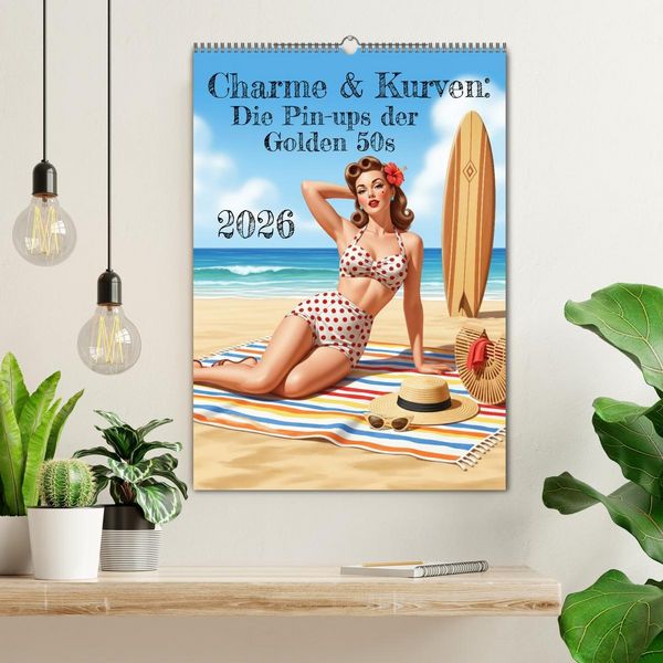 Produktbild: Charme & Kurven: Die Pin-ups der Golden 50s (Wandkalender 2026 DIN A2 hoch), CALVENDO Monatskalender