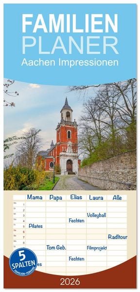 Produktbild: Familienplaner 2026 - Aachen Impressionen mit 5 Spalten (Wandkalender, 21 x 45 cm) CALVENDO