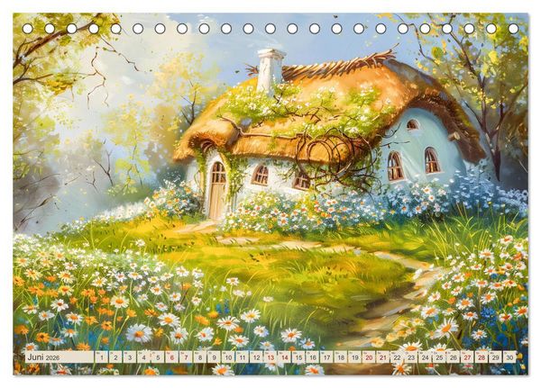 Produktbild: Kleine Cottages - Romantische Fantasieh&auml;uschen (Tischkalender 2026 DIN A5 quer), CALVENDO Monatskalender