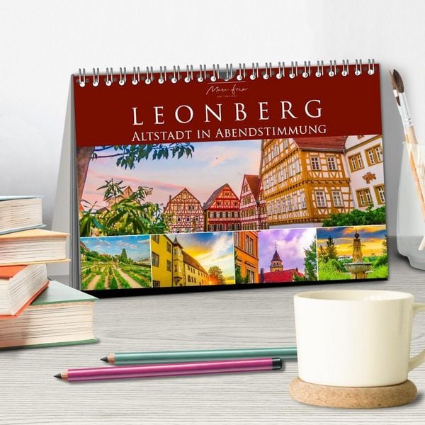 Produktbild: Leonberg - Altstadt in Abendstimmung (Tischkalender 2027 DIN A5 quer), CALVENDO Monatskalender