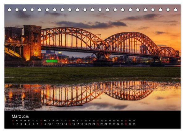 Produktbild: k&ouml;ln dunkel bunt - Die Stadt in anderem Licht! (Tischkalender 2026 DIN A5 quer), CALVENDO Monatskalender
