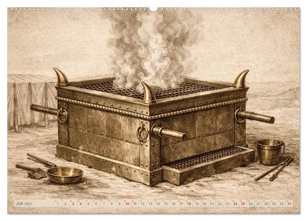 Produktbild: Die Ger&auml;te in der Stiftsh&uuml;tte - Bilder und hebr&auml;ische Begriffe (hochwertiger Premium Wandkalender 2027 DIN A2 quer), Kunstdruck in Hochglanz