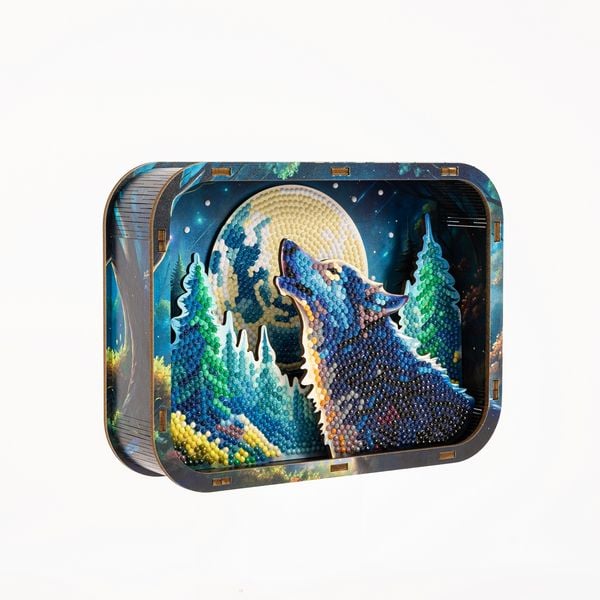 Produktbild: DIAMOND DOTZ - Diamond Painting Box Wolf mit Vollmond
