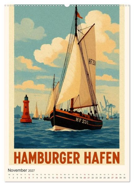 Produktbild: City Poster Hamburg - Stilisierte Impressionen der Hansestadt (Wandkalender 2027 DIN A2 hoch), CALVENDO Monatskalender