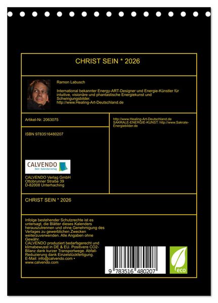 Produktbild: CHRIST SEIN * 2026 (Tischkalender 2026 DIN A5 hoch), CALVENDO Monatskalender