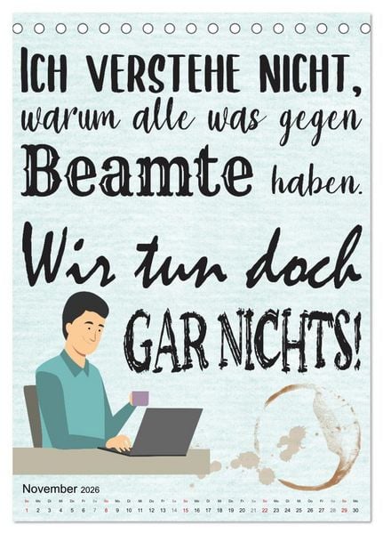 Produktbild: Beamten-Spr&uuml;che (Tischkalender 2026 DIN A5 hoch), CALVENDO Monatskalender