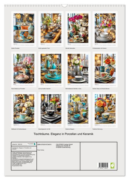 Produktbild: Tischtr&auml;ume. Eleganz in Porzellan und Keramik (Wandkalender 2026 DIN A2 hoch), CALVENDO Monatskalender
