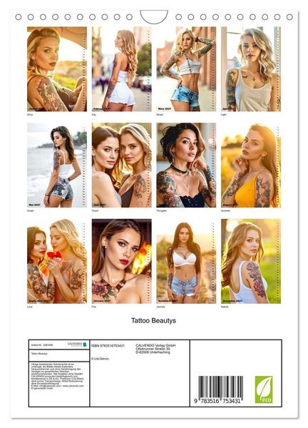 Produktbild: Tattoo Beautys (Wandkalender 2027 DIN A4 hoch), CALVENDO Monatskalender