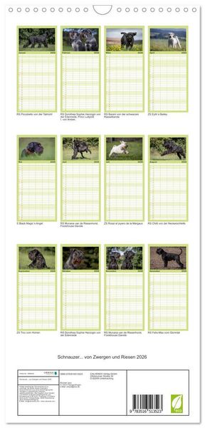 Produktbild: Familienplaner 2026 - Schnauzer... von Zwergen und Riesen 2026 mit 5 Spalten (Wandkalender, 21 x 45 cm) CALVENDO