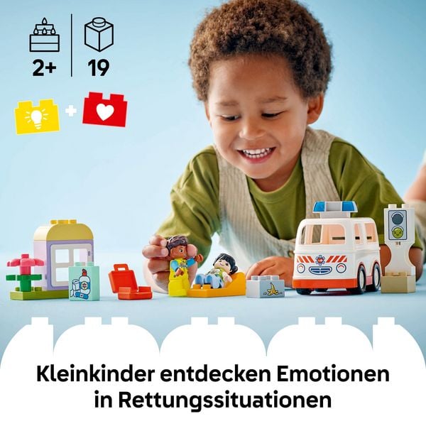LEGO DUPLO Rettungswagen mit Fahrer, Lernspielzeug für Kleinkinder 10447