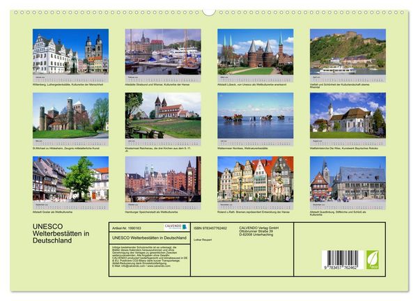Produktbild: UNESCO Welterbest&auml;tten in Deutschland (hochwertiger Premium Wandkalender 2026 DIN A2 quer), Kunstdruck in Hochglanz