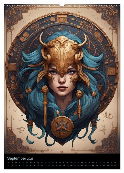 Produktbild: Sternzeichen Nordische Mythology (hochwertiger Premium Wandkalender 2026 DIN A2 hoch), Kunstdruck in Hochglanz