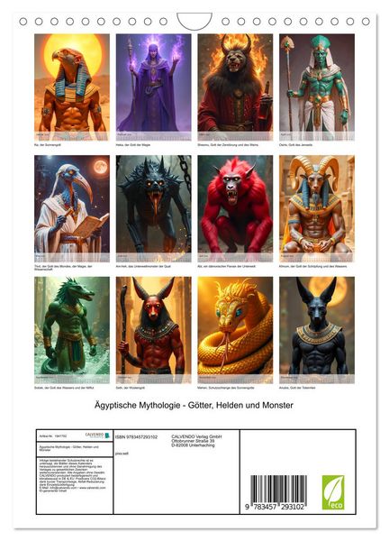 Produktbild: &Auml;gyptische Mythologie - G&ouml;tter, Helden und Monster (Wandkalender 2026 DIN A4 hoch), CALVENDO Monatskalender