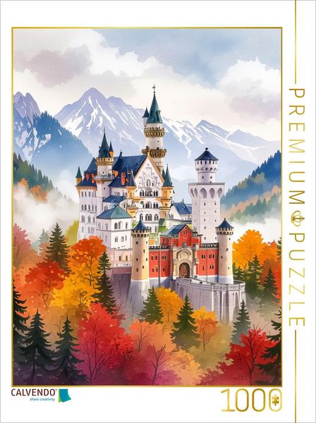 Produktbild: CALVENDO Puzzle Schloss Neuschwanstein - M&auml;rchenhaftes K&ouml;nigsschloss | 1000 Teile Lege-Gr&ouml;&szlig;e 64x48cm Foto-Puzzle f&uuml;r gl&uuml;ckliche Stunden