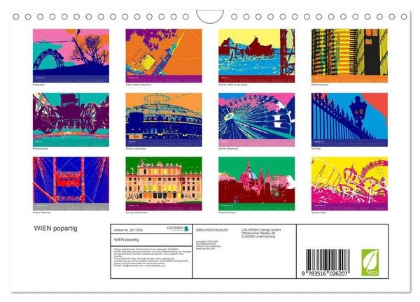 Produktbild: WIEN popartig (Wandkalender 2026 DIN A4 quer), CALVENDO Monatskalender