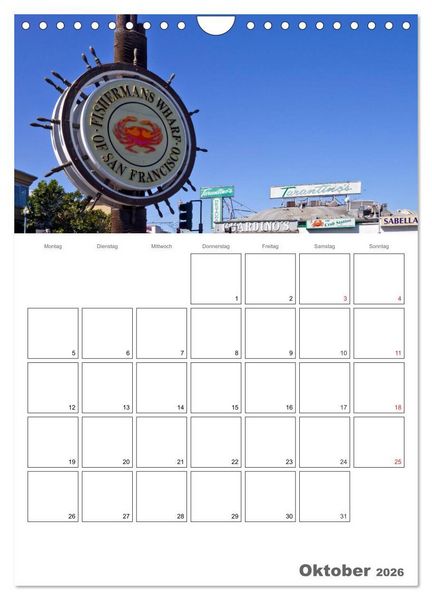 Produktbild: SAN FRANCISCO Terminplaner (Wandkalender 2026 DIN A4 hoch), CALVENDO Monatskalender