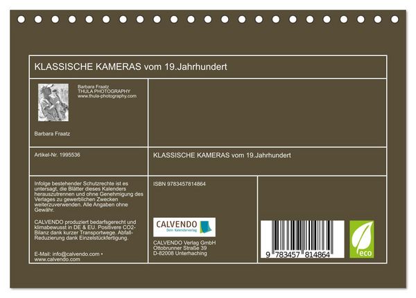 Produktbild: KLASSISCHE KAMERAS vom 19.Jahrhundert (Tischkalender 2026 DIN A5 quer), CALVENDO Monatskalender