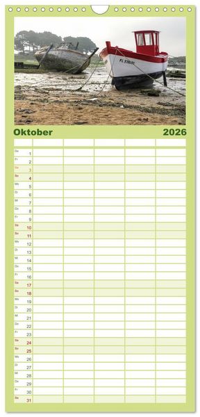 Produktbild: Familienplaner 2026 - Sehnsucht Bretagne mit 5 Spalten (Wandkalender, 21 x 45 cm) CALVENDO