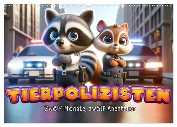 Produktbild: Tierpolizisten - Zw&ouml;lf Monate, zw&ouml;lf Abenteuer (Wandkalender 2026 DIN A2 quer), CALVENDO Monatskalender